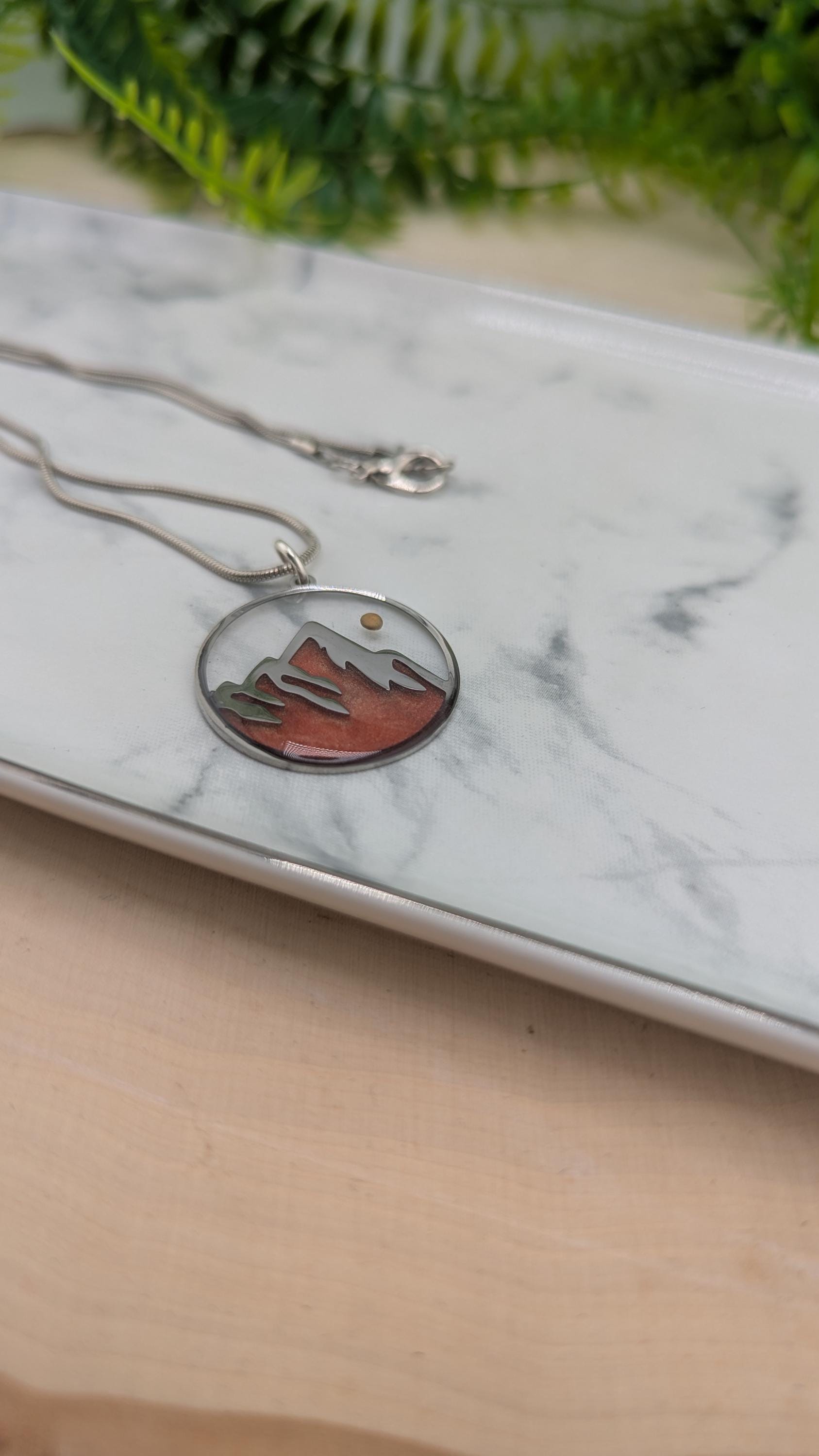 Faith the size of a Mustard Seed Mountain Scene Pendant Necklace