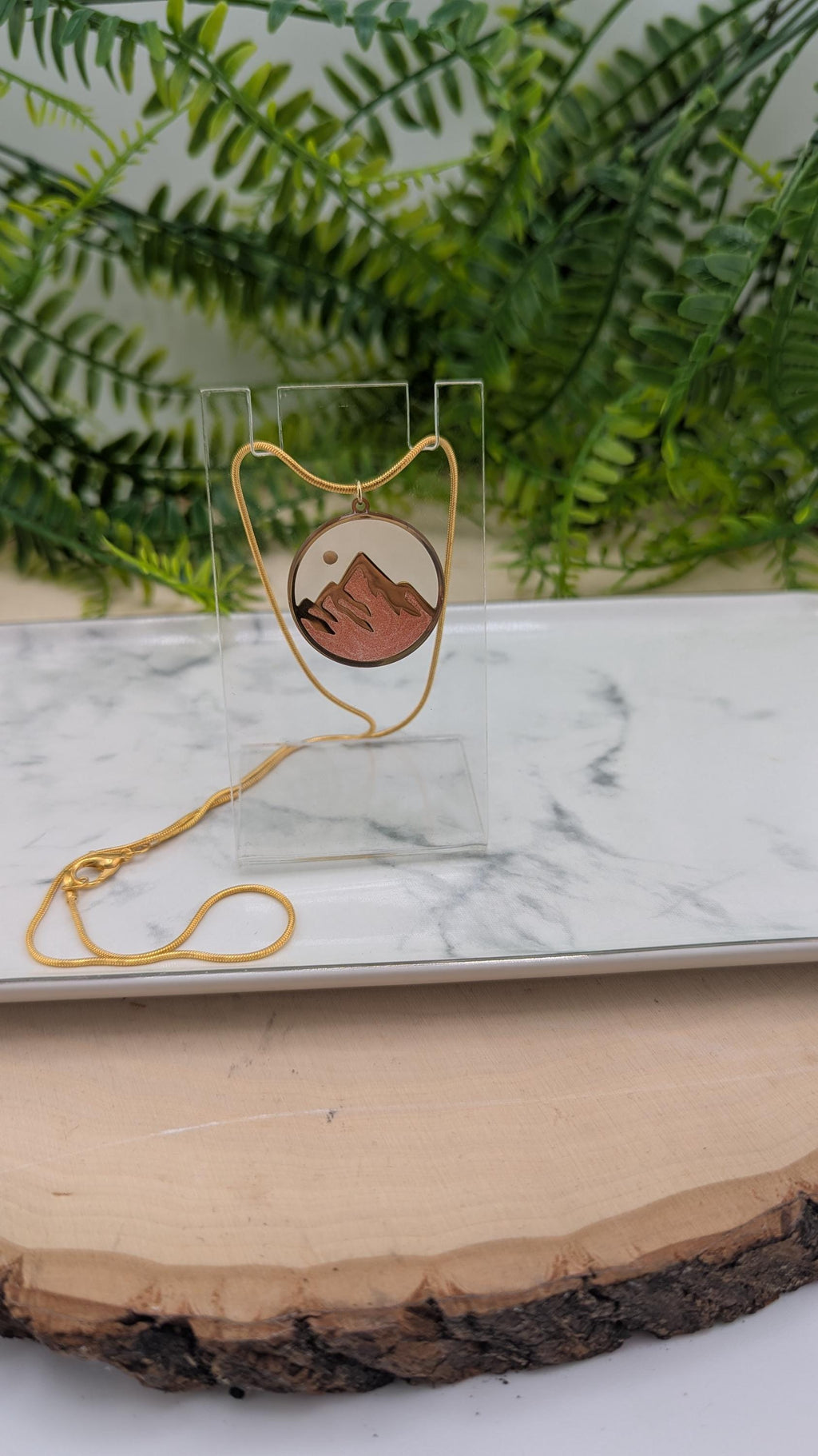 Faith the size of a Mustard Seed Mountain Scene Pendant Necklace
