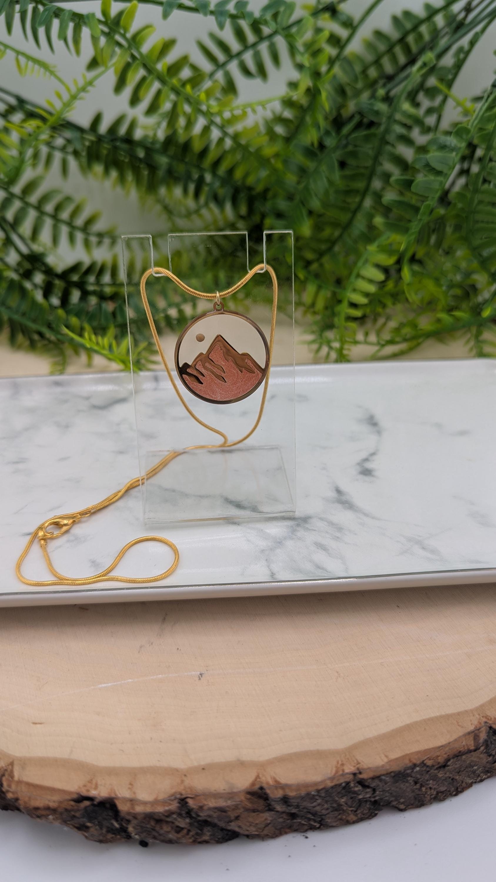 Faith the size of a Mustard Seed Mountain Scene Pendant Necklace