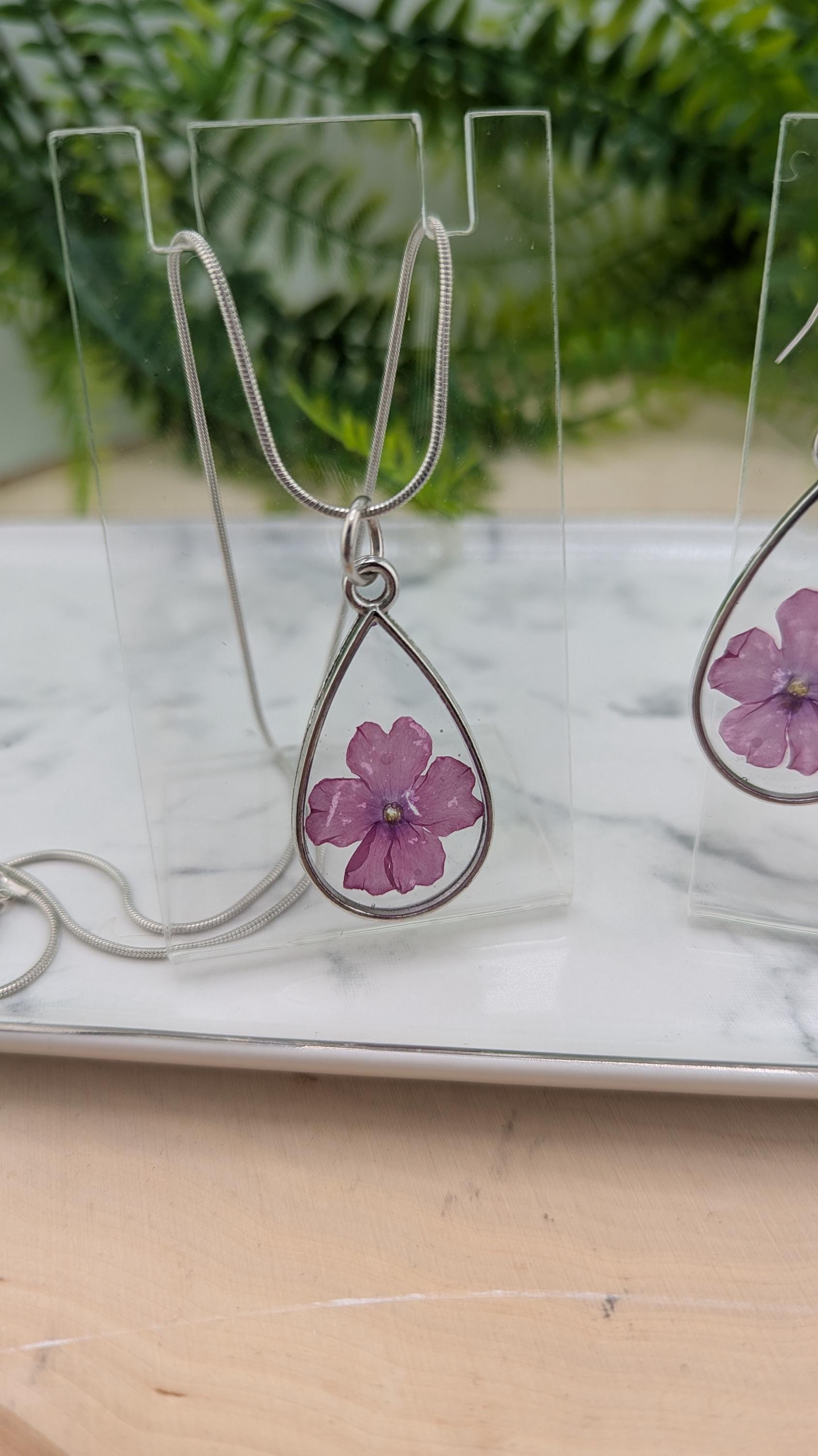 Lilac Pressed Flower Jewelry Set