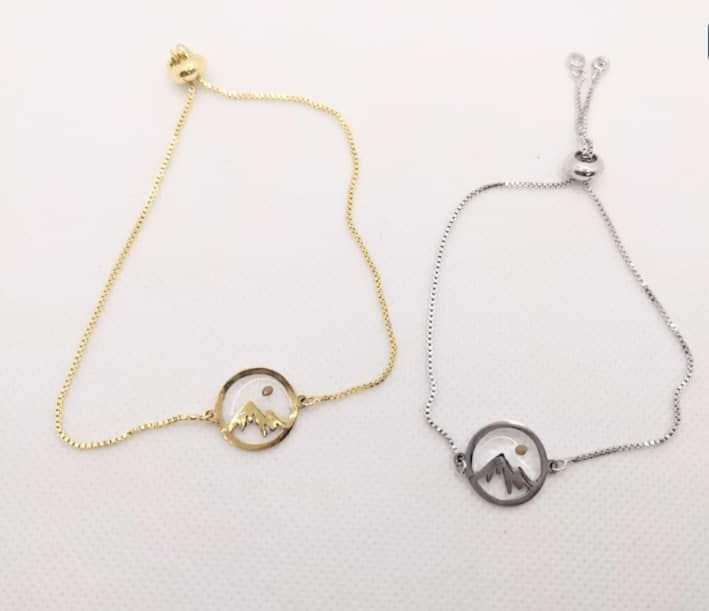 Mustard Seed of Faith mountain scene Slider Bracelet