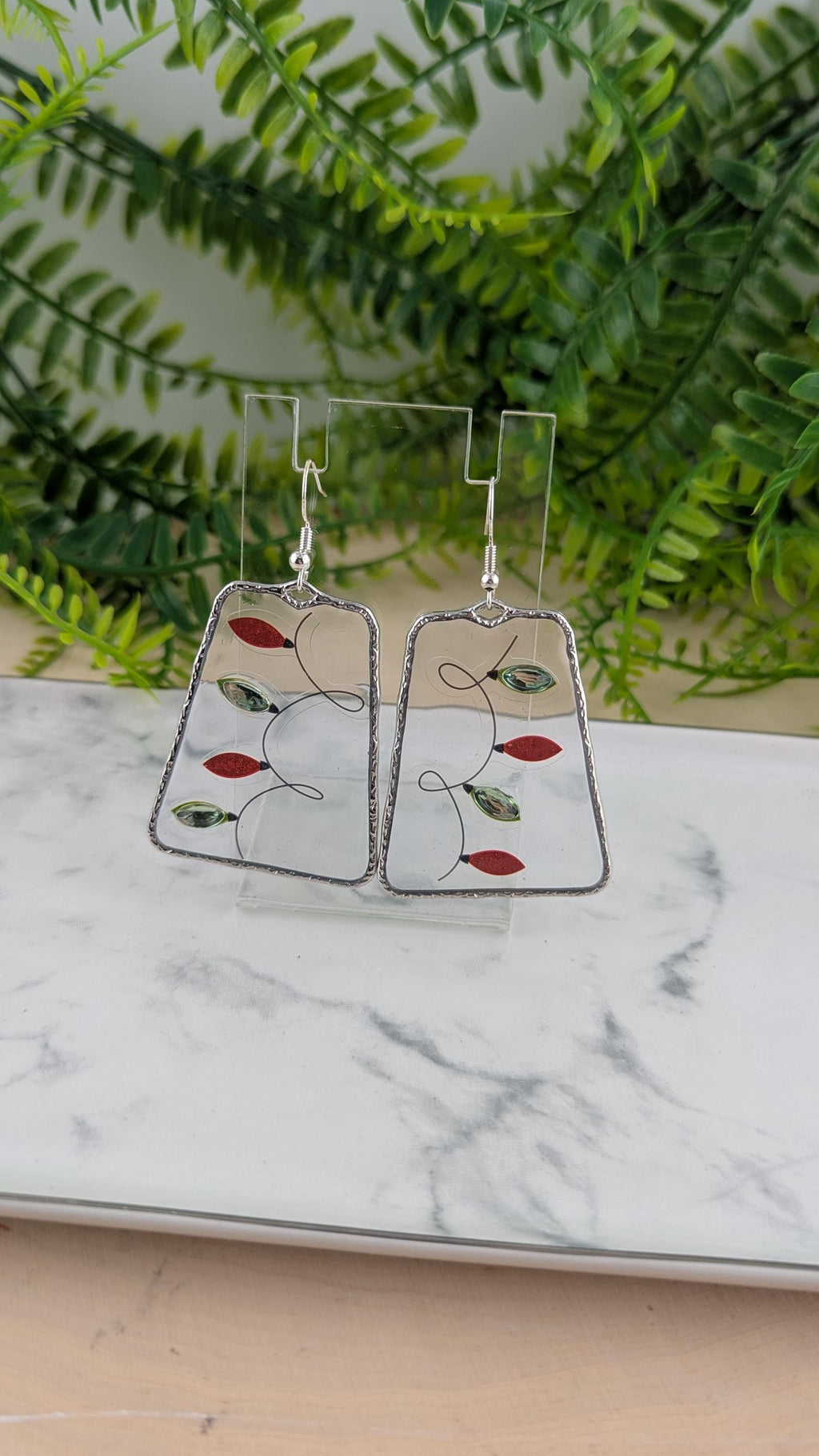 Christmas Lights Resin Earrings