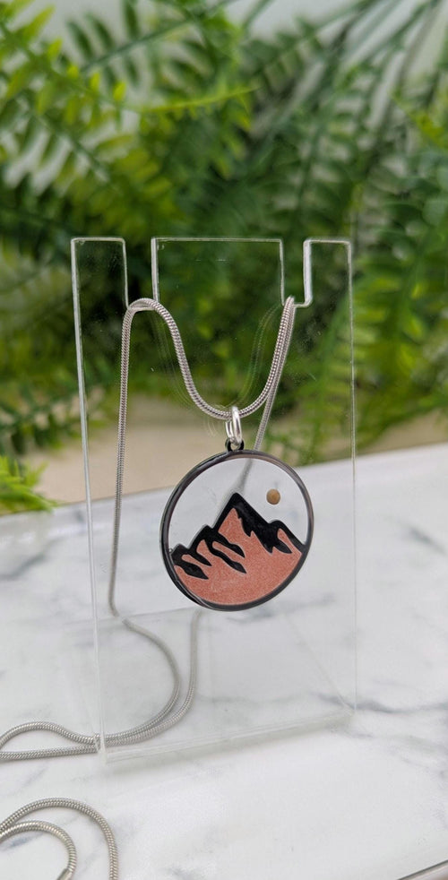 Faith the size of a Mustard Seed Mountain Scene Pendant Necklace