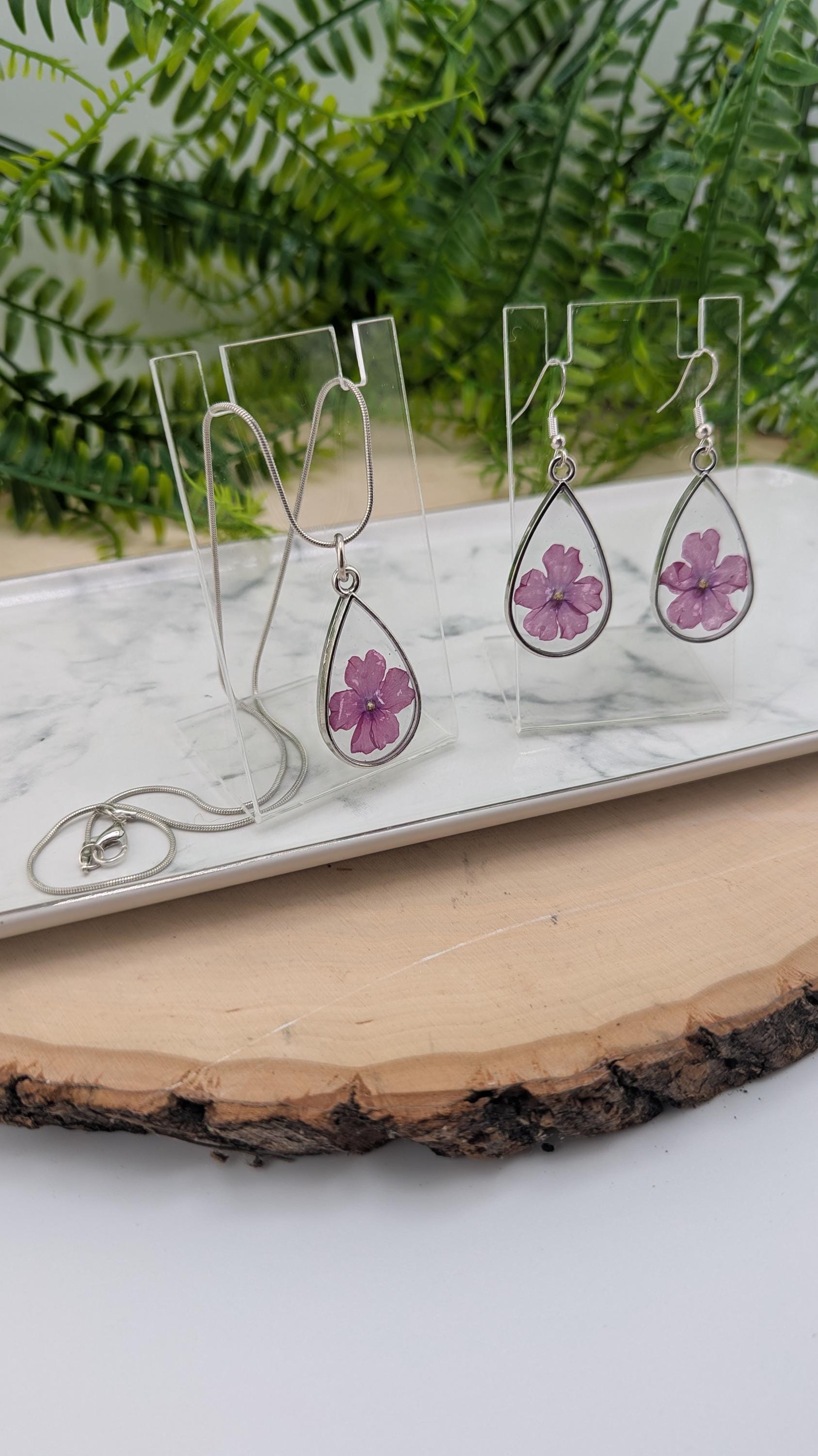 Lilac Pressed Flower Jewelry Set