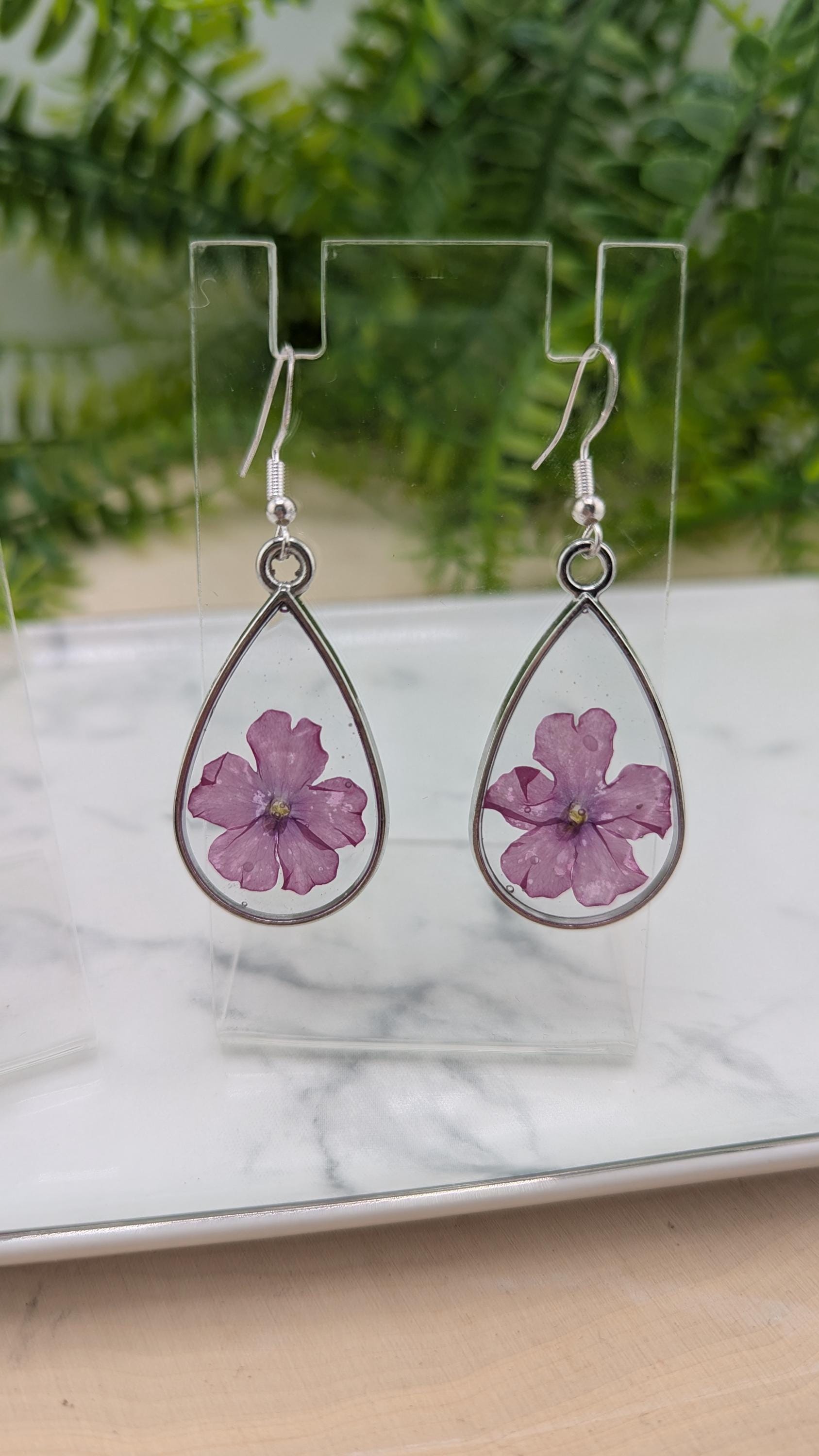 Lilac Pressed Flower Jewelry Set