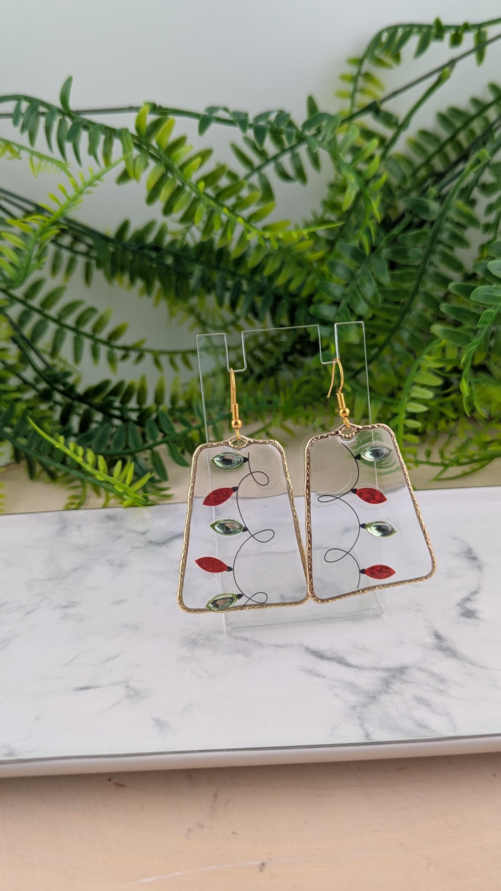 Christmas Lights Resin Earrings