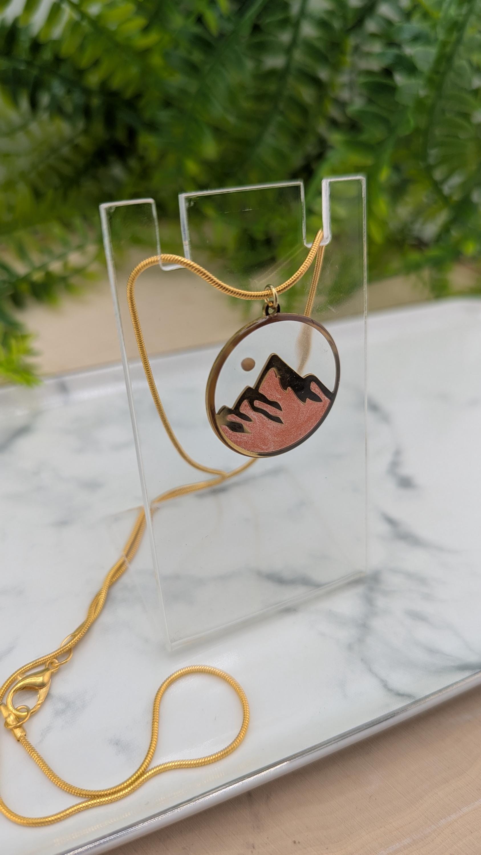Faith the size of a Mustard Seed Mountain Scene Pendant Necklace