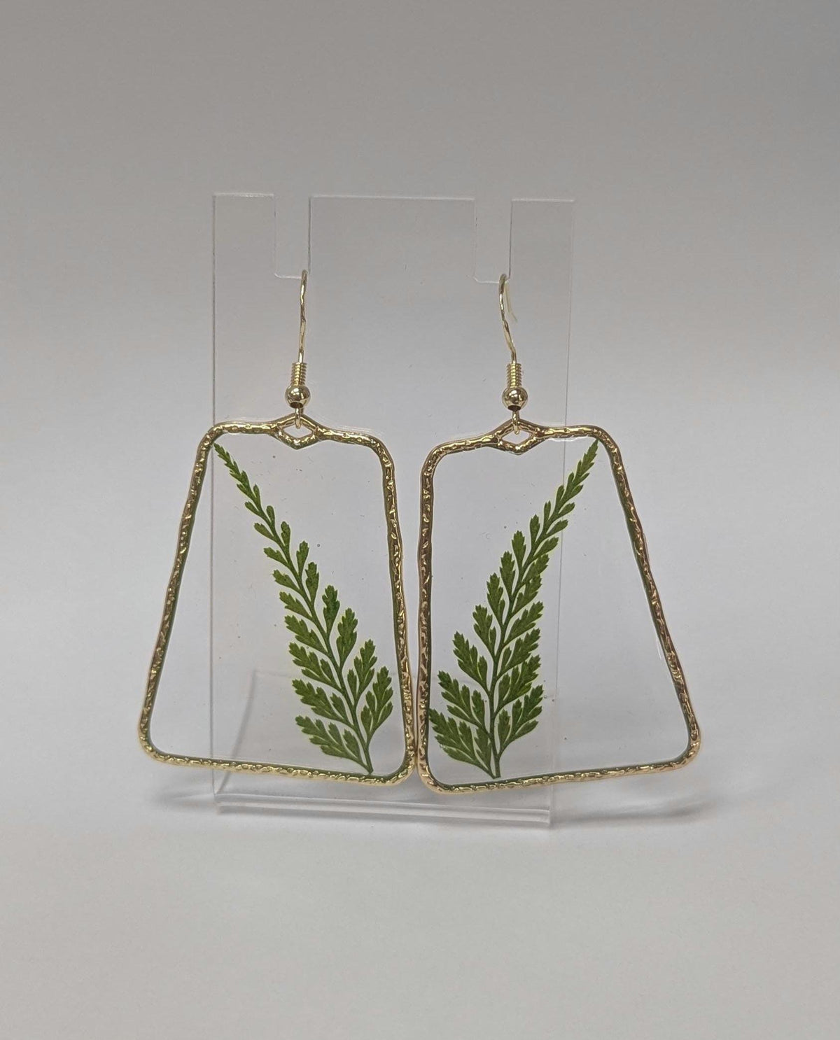 Fern Leaves Resin Earrings.