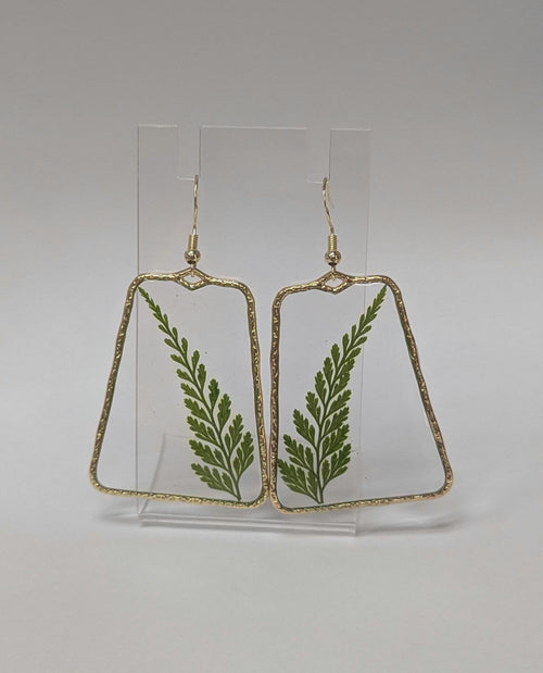Fern Leaves Resin Earrings.