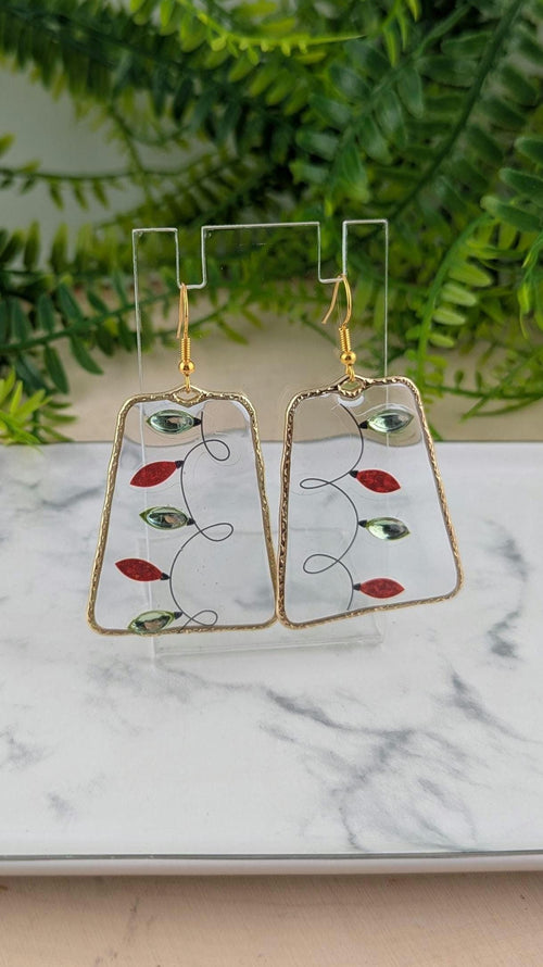 Christmas Lights Resin Earrings