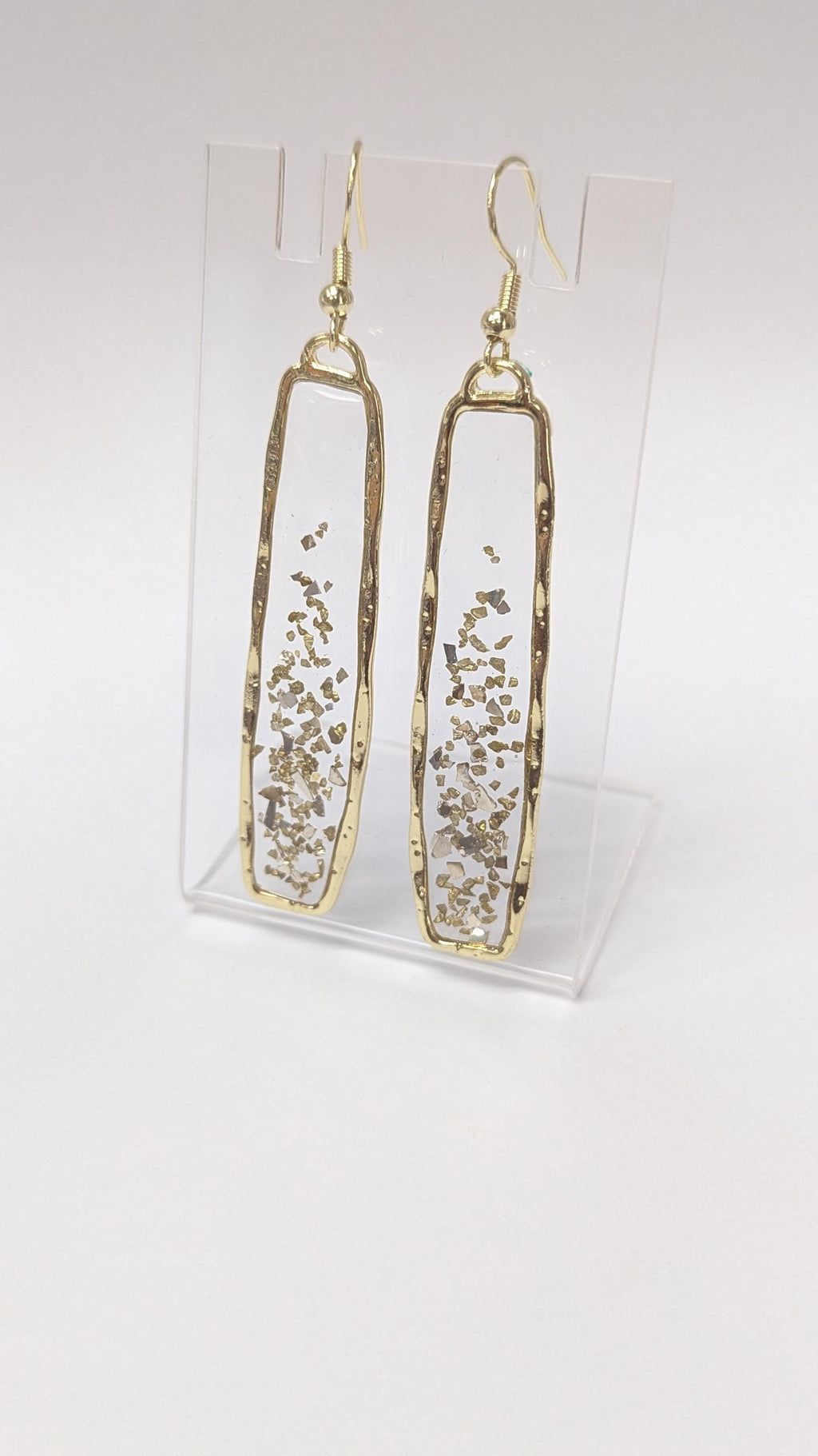 Silver and Gold Confetti Resin Earrings