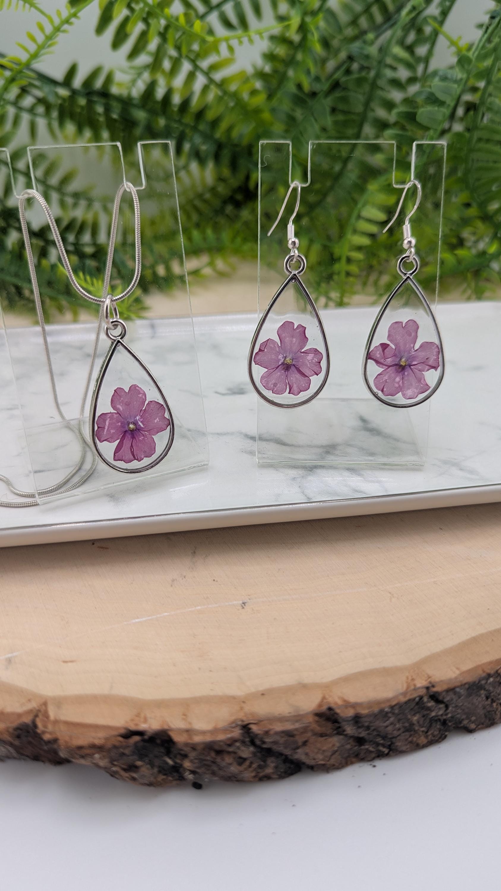 Lilac Pressed Flower Jewelry Set