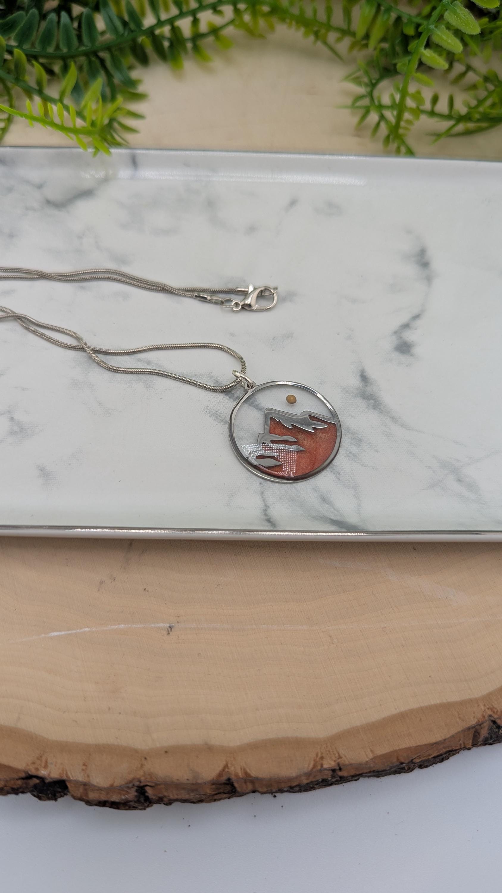 Faith the size of a Mustard Seed Mountain Scene Pendant Necklace