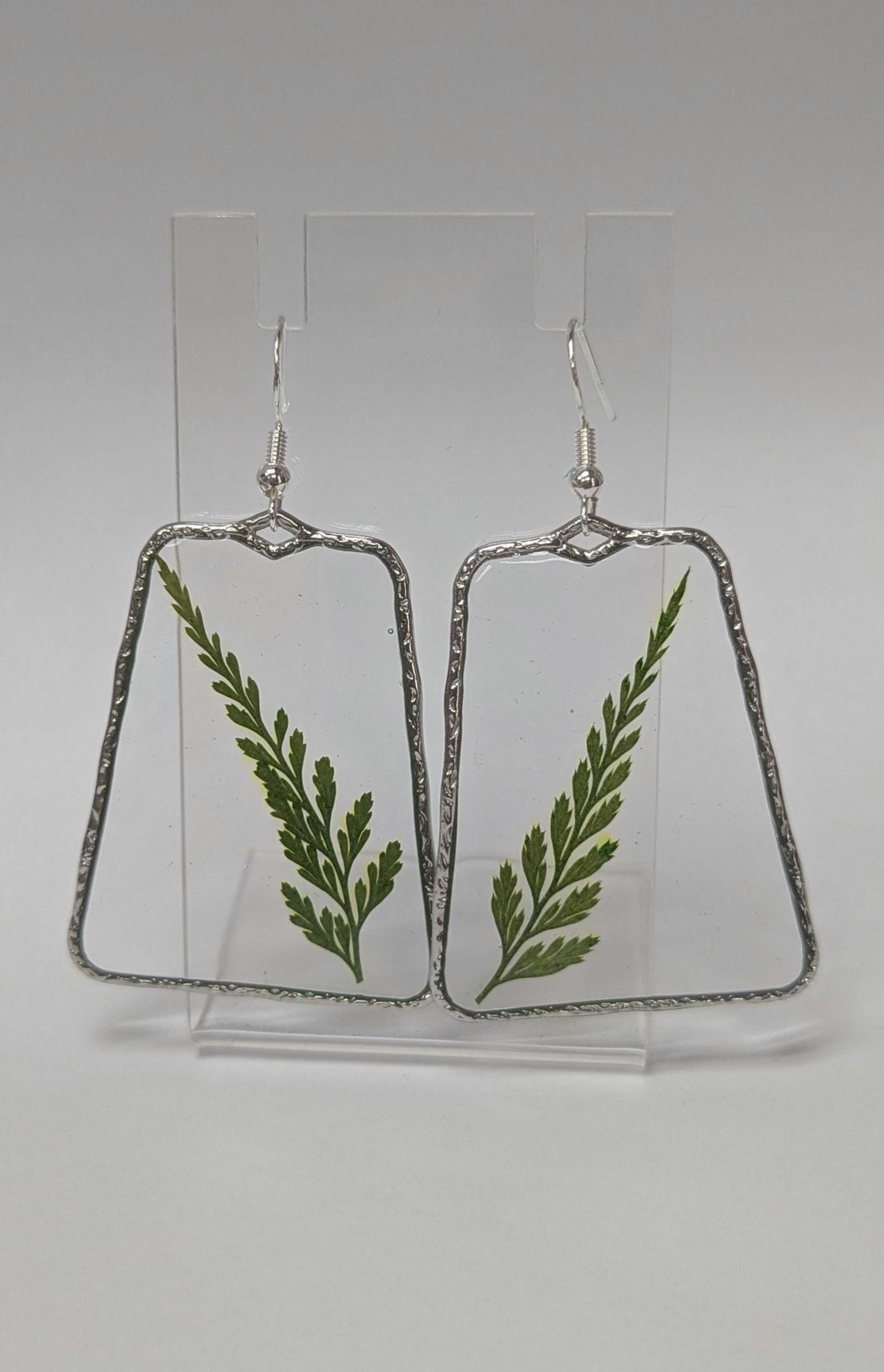 Fern Leaves Resin Earrings.