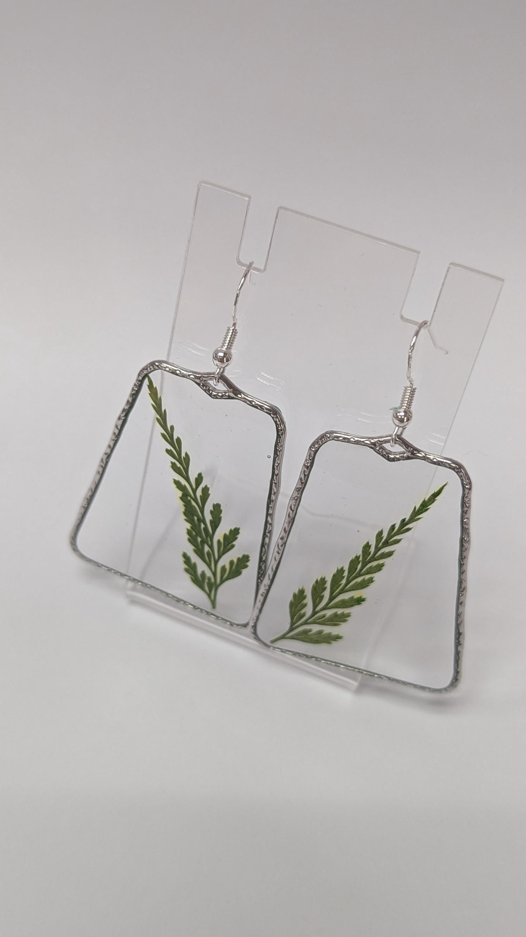 Fern Leaves Resin Earrings.
