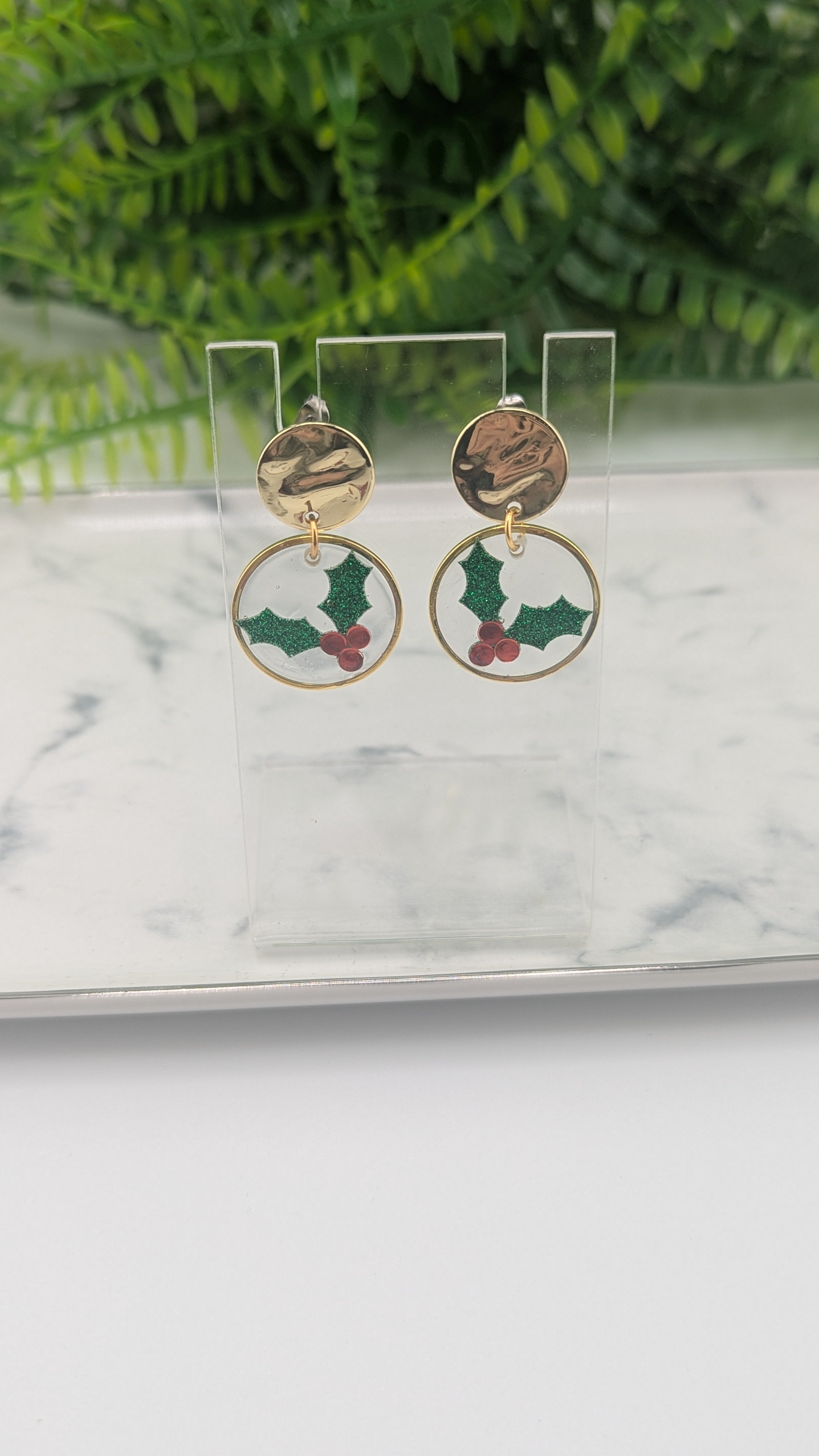 Holly Berry Christmas earrings