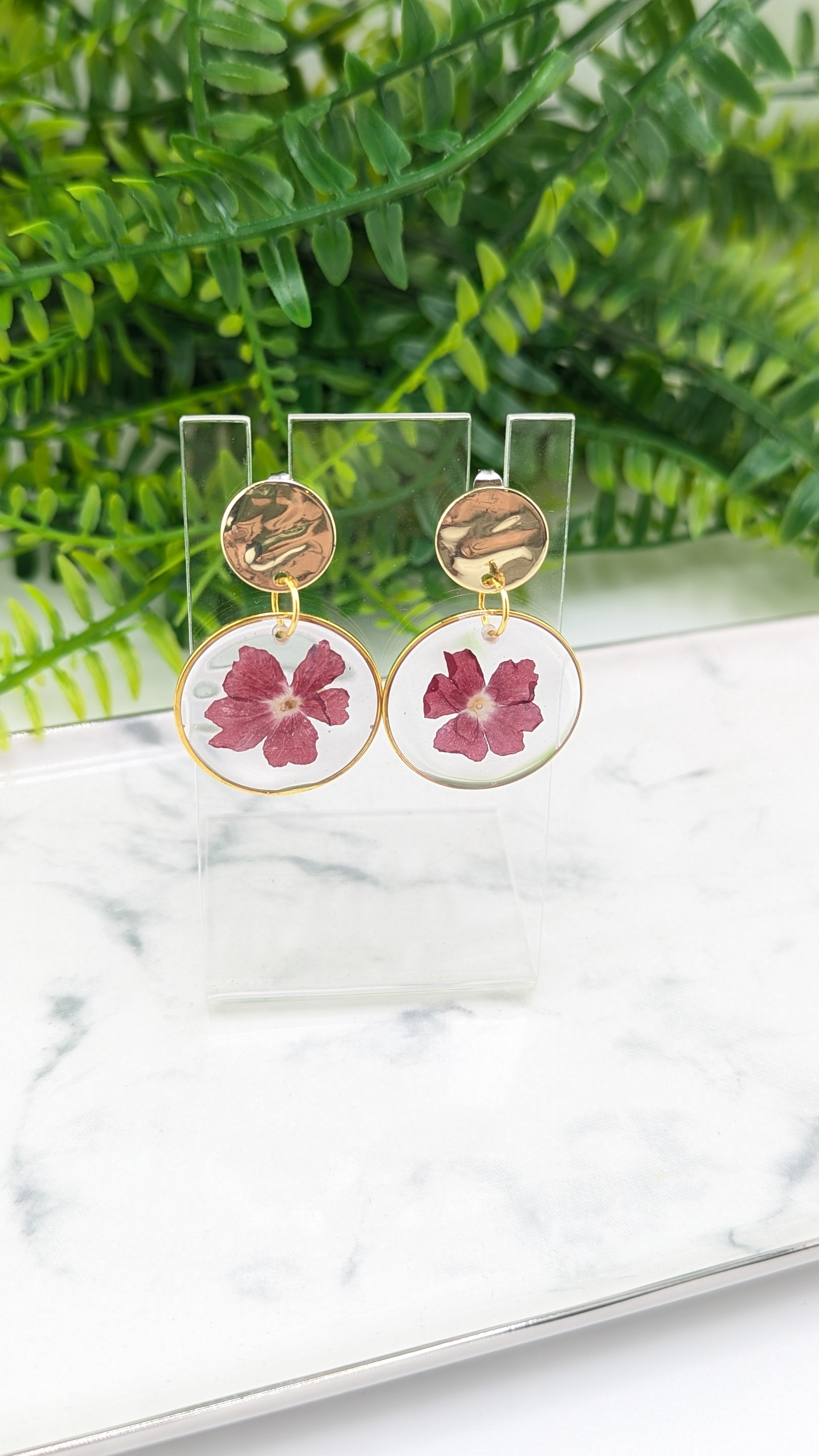 Maroon Floral dangle earrings
