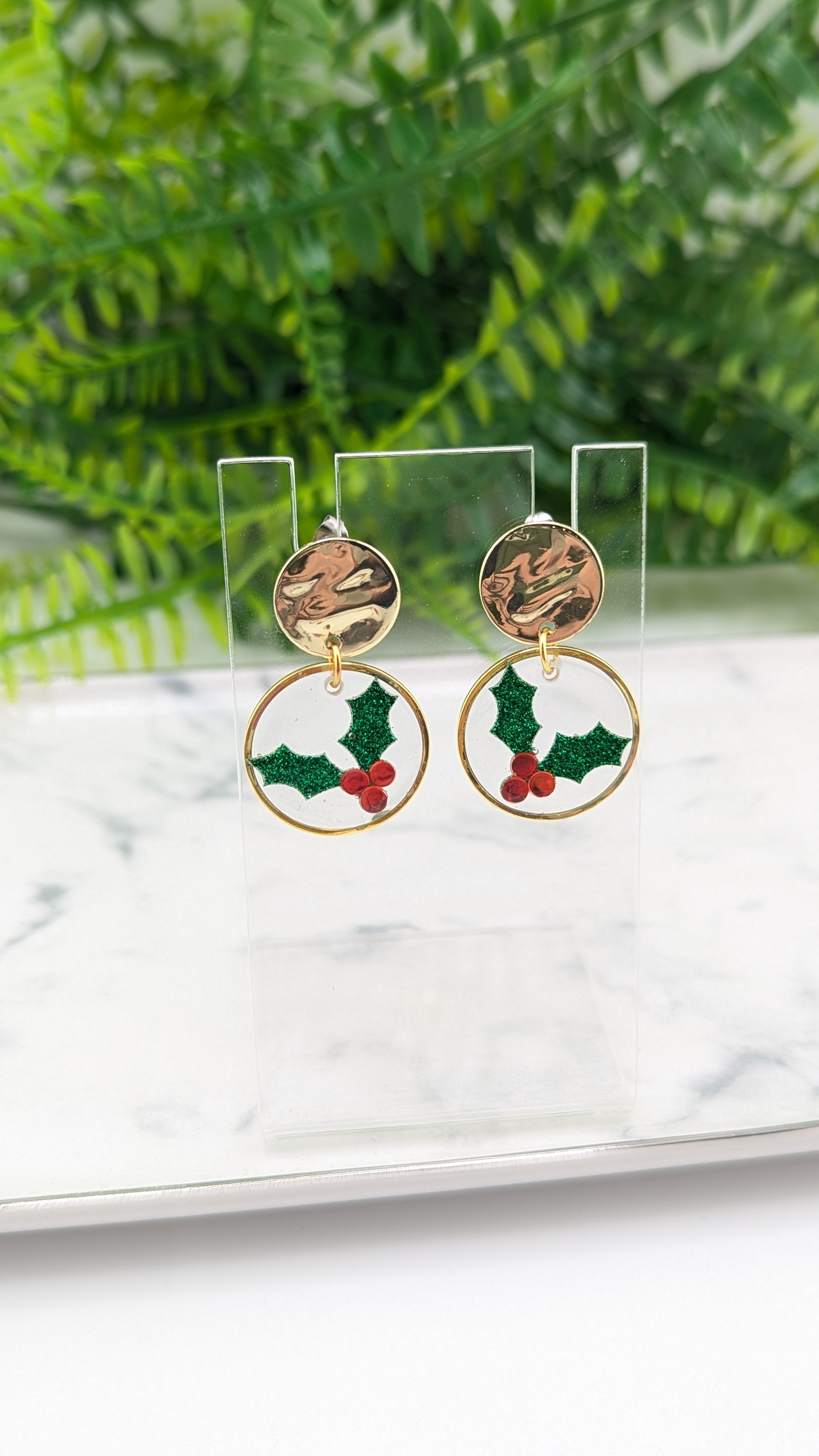 Holly Berry Christmas earrings