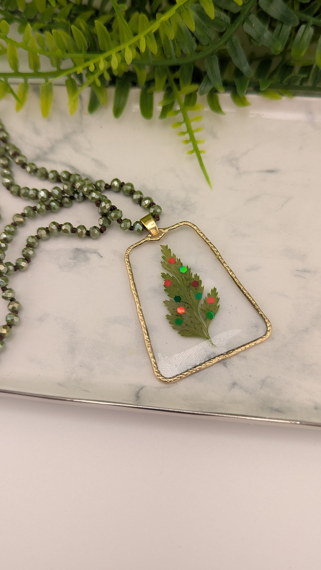 Fern Christmas Tree Necklace