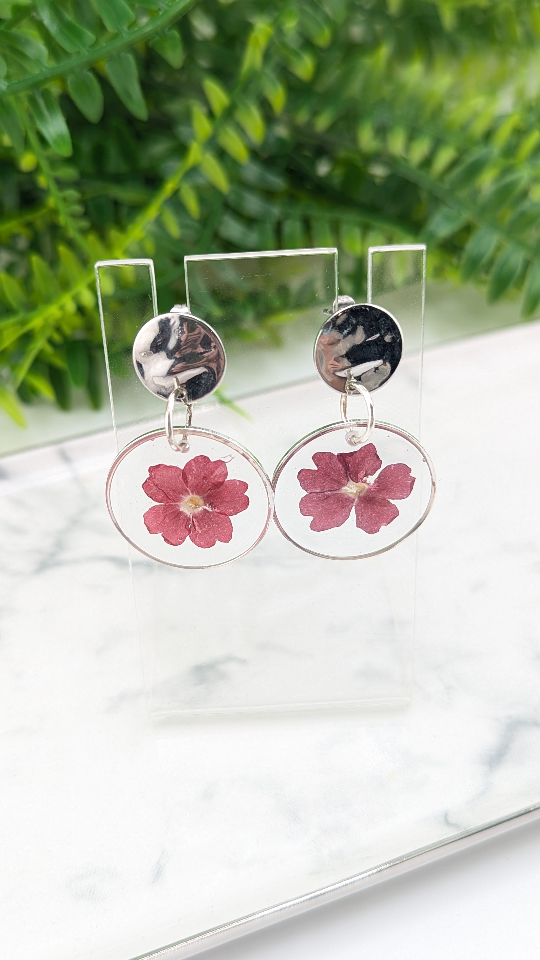 Maroon Floral dangle earrings