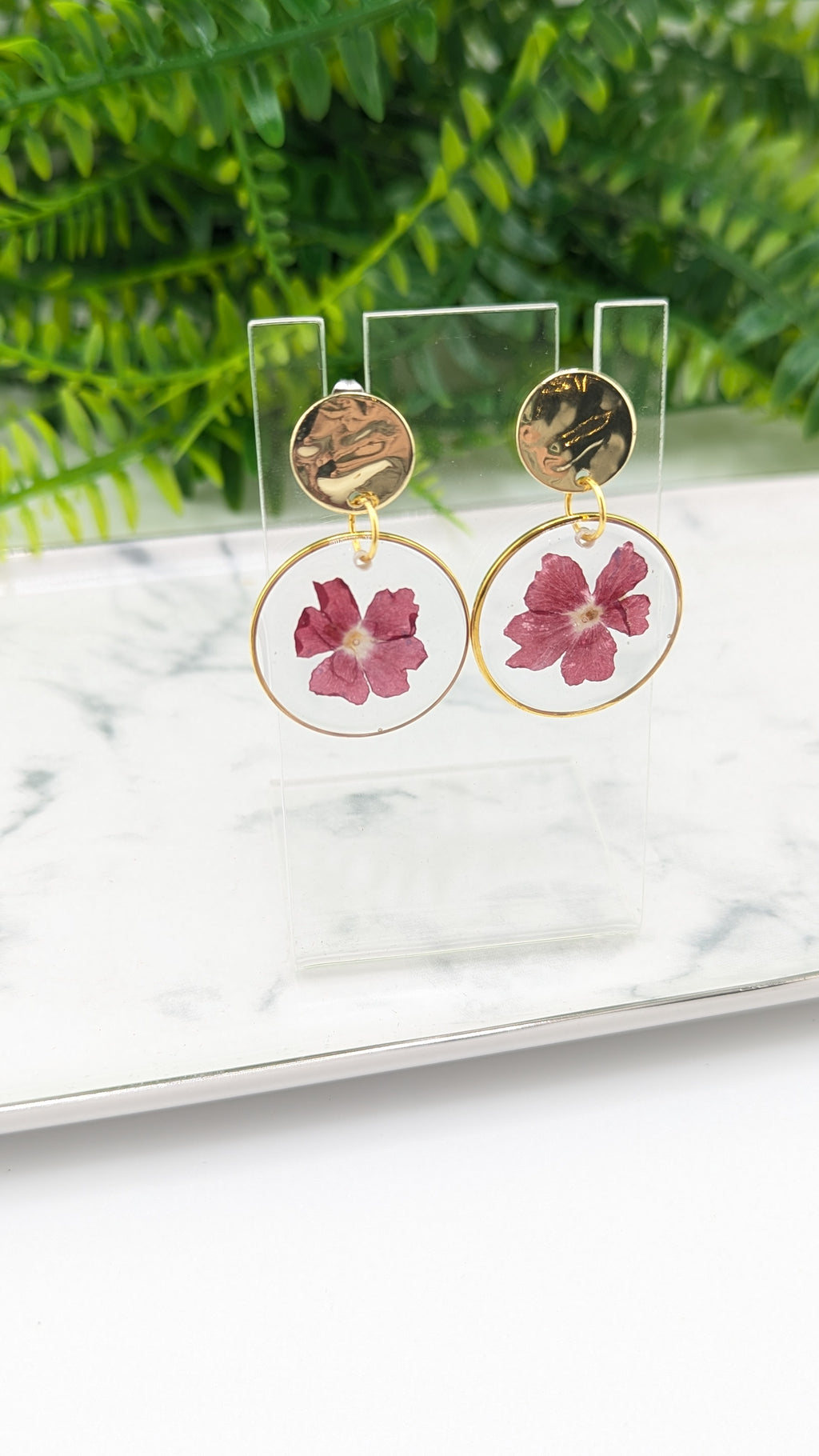 Maroon Floral dangle earrings