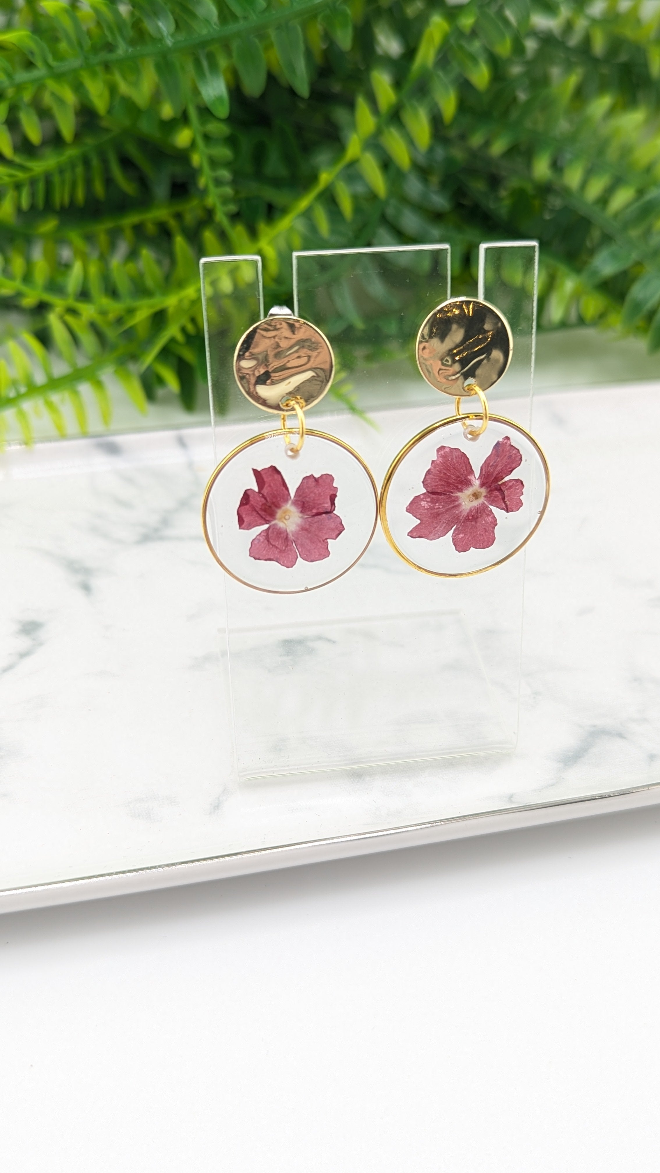 Maroon Floral dangle earrings