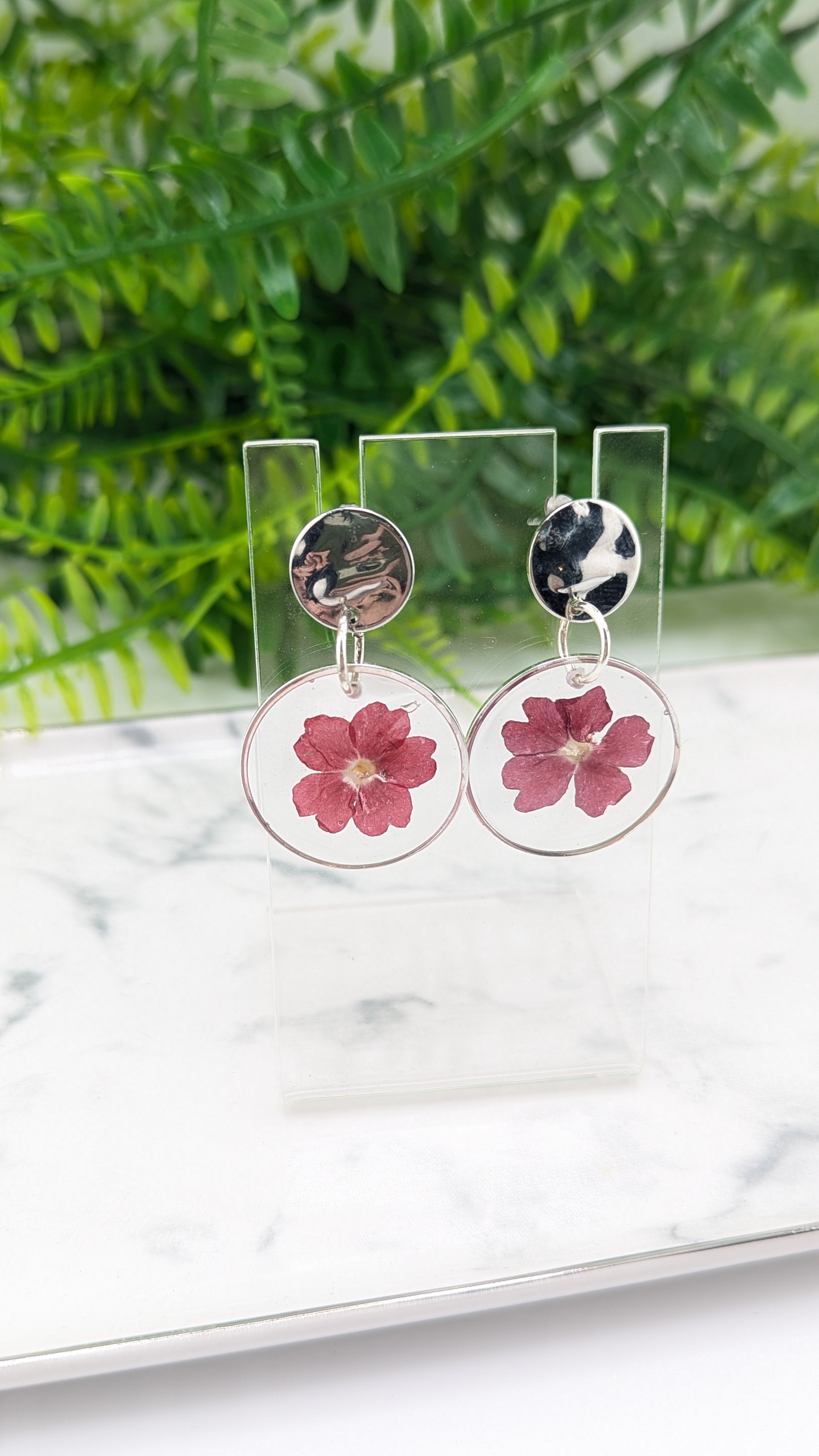 Maroon Floral dangle earrings